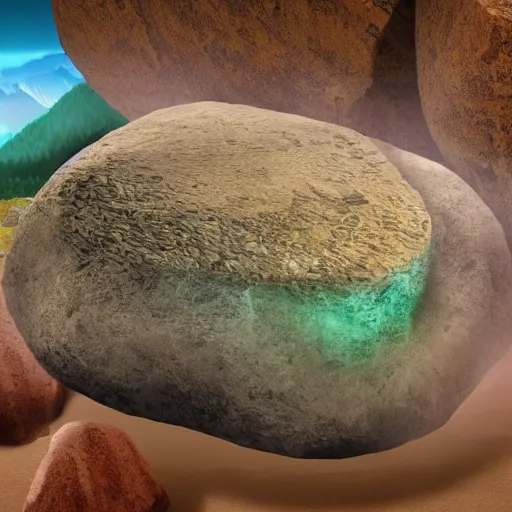 a cartoon of a pile of rocks sitting on top of each other, with one rock resembling Dwayne Johnson, cartoon