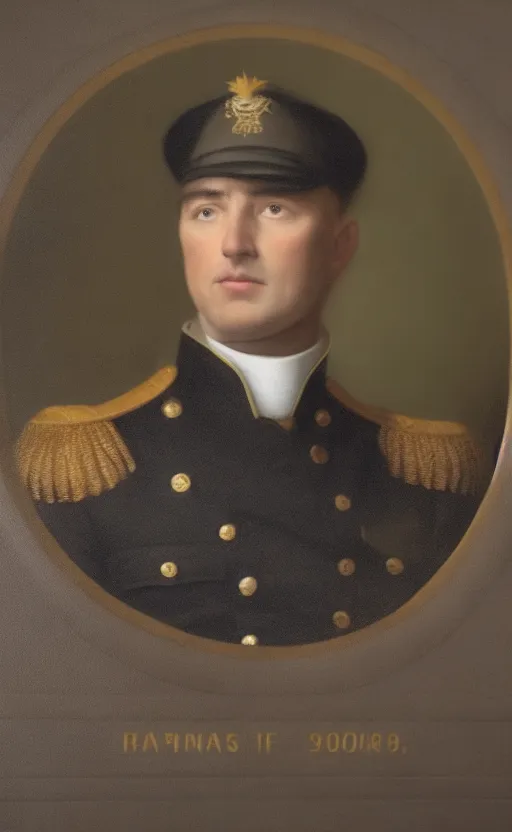 a portrait of a man in uniform without the oval frame, with enhanced quality