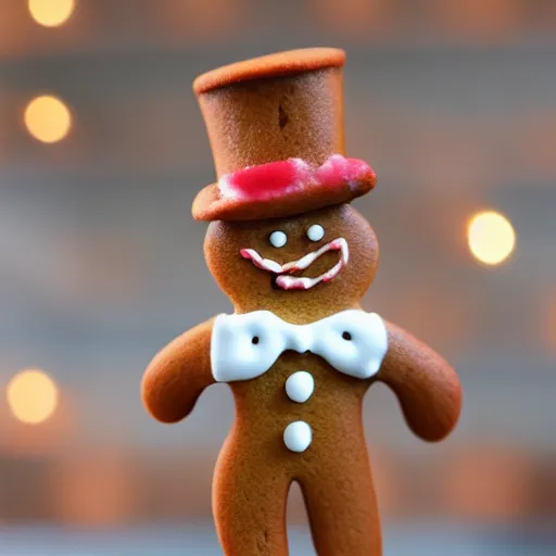 a gingerbread man cookie without a top hat