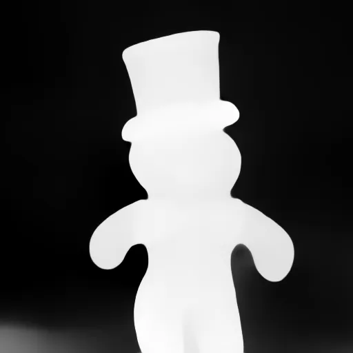 Depth map. a gingerbread man cookie without a top hat