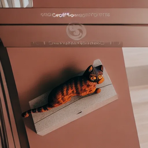 a close up of a cat statue on a table