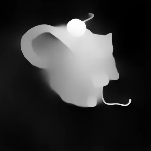 Depth map. a flying cat with a snake tail holding a cotton ball and hawk wings