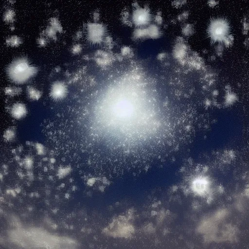 a blue sky with many stars and intricate details, but darker