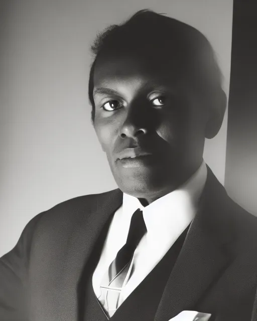 a man in a suit and tie posing for a picture with a black background