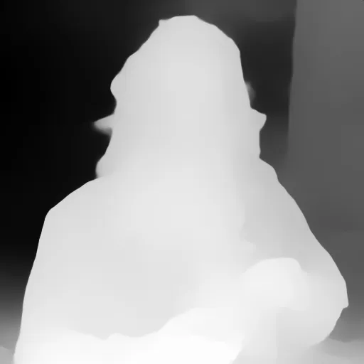 Depth map. a man with a long white beard holding a bag of marijuana with enhanced facial features