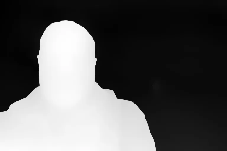 Depth map. a man with a beard standing on a dirt road in a pop art style