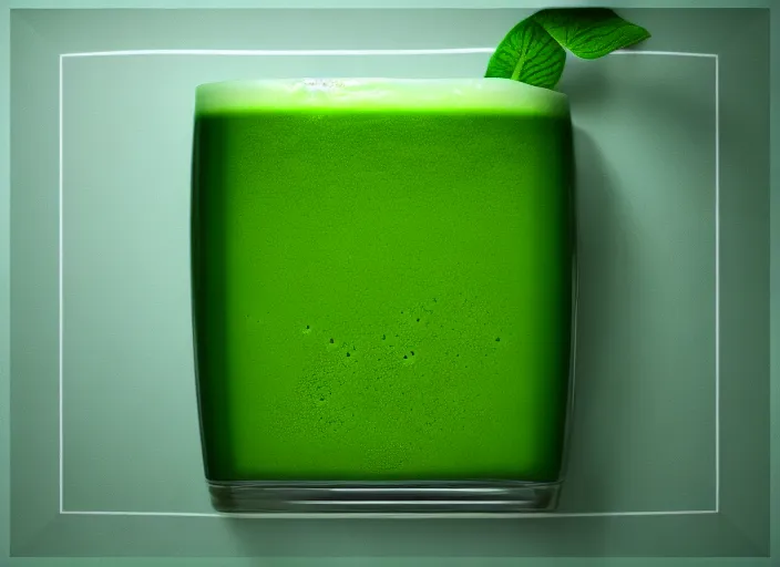 a rectangular 5 by 4 picture of Alkaline Green Goddess Smoothie with a white background and no margins, octane render, 4k.