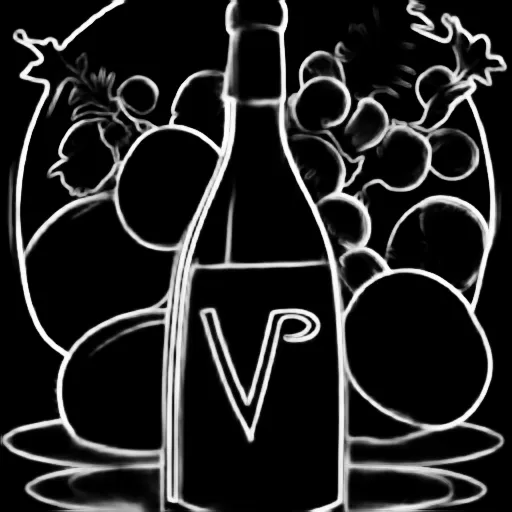 Soft edges. a modern icon of a wine bottle with a grapevine on it, with the name 'Vineyard' in a clean sans-serif font below it and a grape cluster on the label