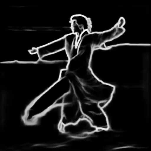 Soft edges. Shahrukh Khan dancing in the desert, wearing a black pathan salwar and a white kurta, with the sun setting in the background