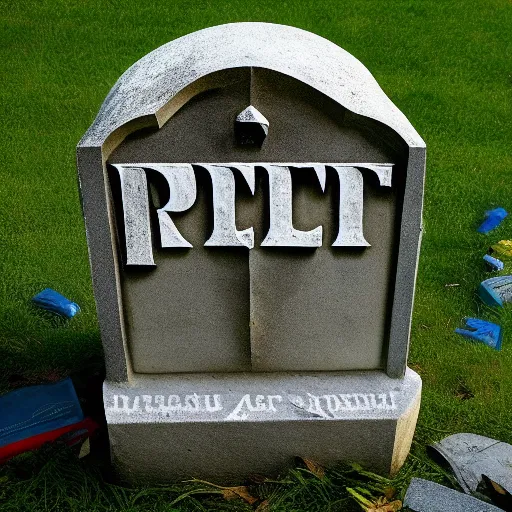 a headstone with the letters RIP in the middle, with the letters more clear