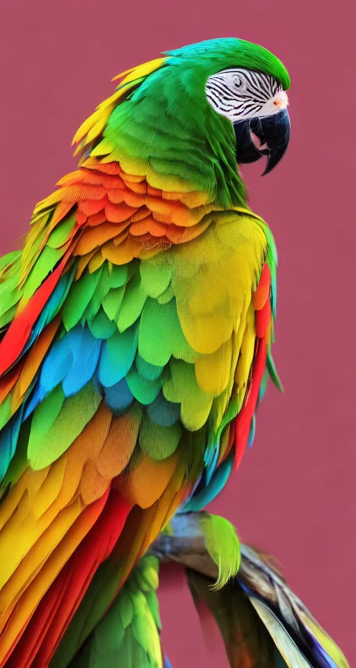 a colorful parrot sitting on top of a tree branch with brighter colors and sharper details