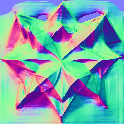 Surface normals. origami tessellation with a triangle pattern on a white background