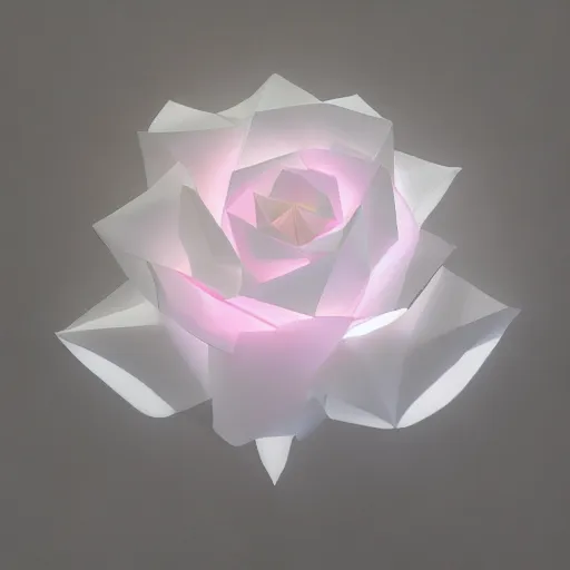a bright origami Kawasaki rose with a white background