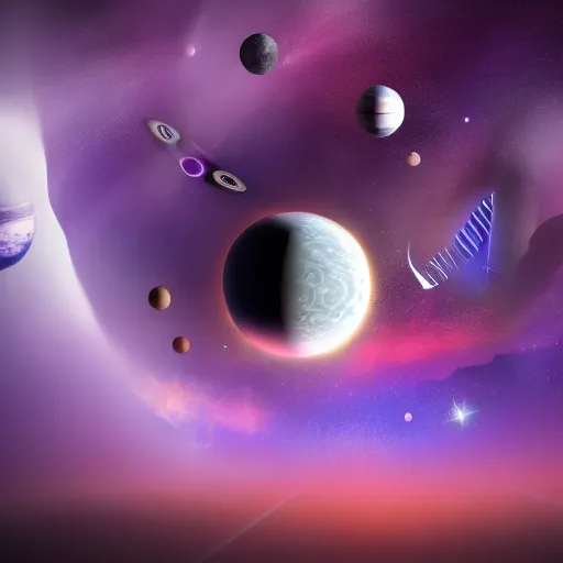 a more realistic purple space scene with planets and stars and many more stars added
