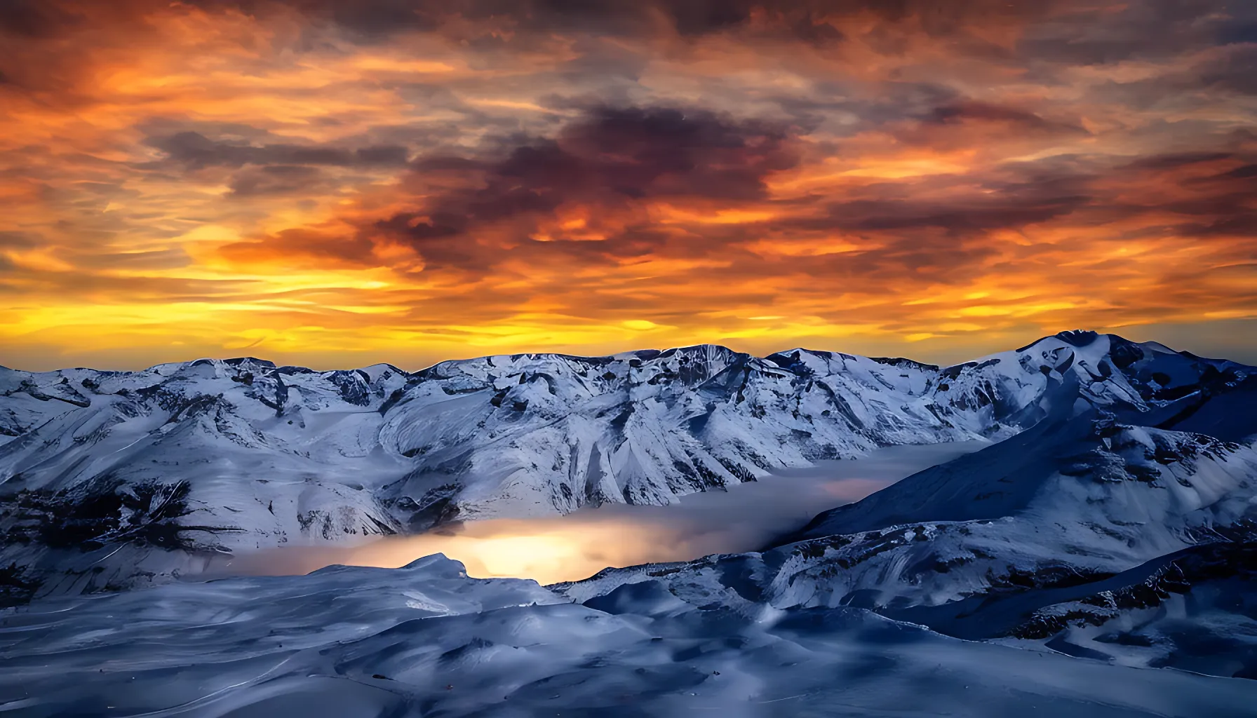 a sunset sky above a mountain range