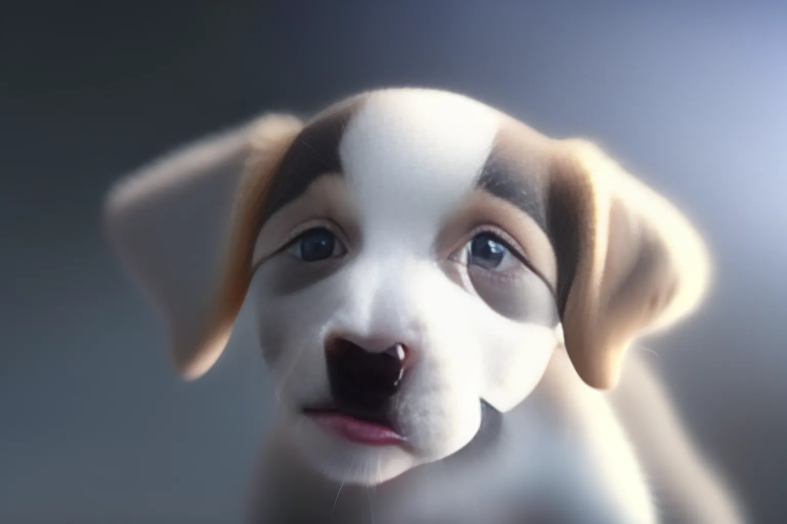 a puppy licking its lips after sipping milk, with a blurred background, 4k