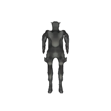 a powered soldier with a helmet, torso, arms and legs made of metal, plastic and carbon fiber from 5000 years in the future