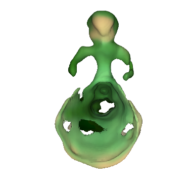 Edit the subject wearing a green dress
