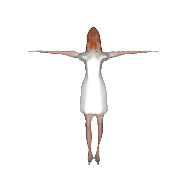 a woman in a white dress with her arms outstretched