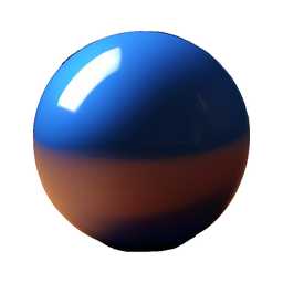 a blue sphere sitting on a brown surface