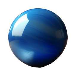 a photo realistic image of a blue sphere sitting on a brown wooden board