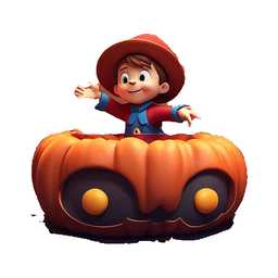 a little boy in a pumpkin costume standing in a pumpkin patch