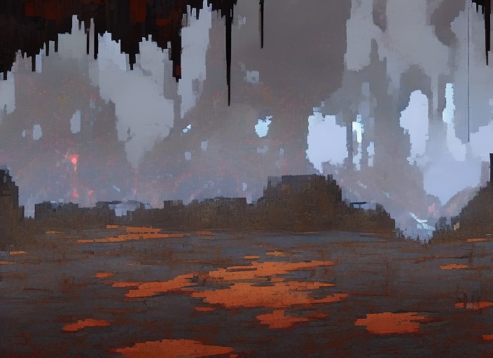 image of porch collapse, a grey mist with cold vapour, known to house a specialized form of fungal microorganism, The area of transition between the world and the pale in Disco Elysium, Disco Elysium art style