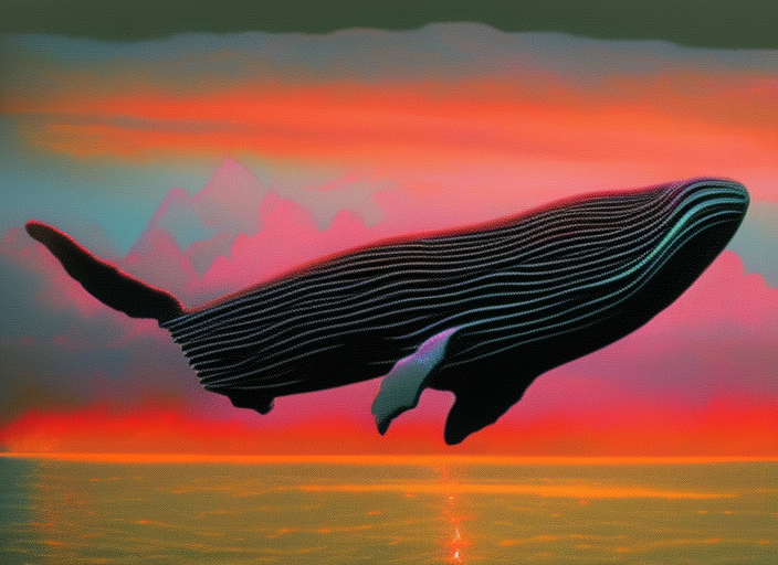 the whale at the end of time. Astrofuturism, synthwave, mystical