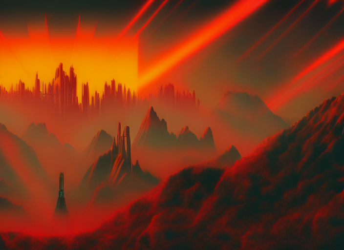 the mountain at the end of time. Astrofuturism, synthwave, mystical