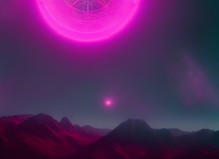 the mountain at the end of time. Astrofuturism, synthwave, mystical