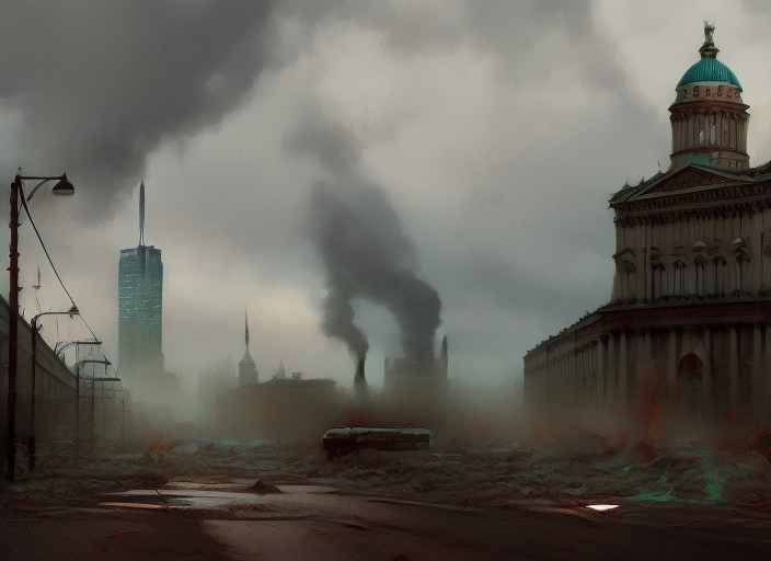 2023s saint-petersburg during an zombi apocalipsis, dark, digital art, by james gurney