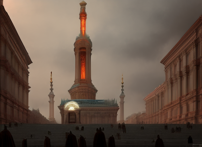 Kazan Cathedral during the alien invasion dark, digital art, by james gurney     
