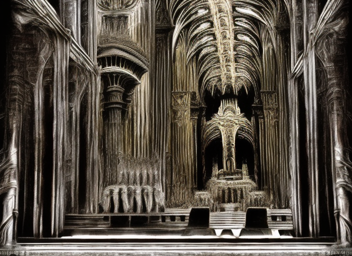 Kazan Cathedral inside, maded in Giger style, dark, digital art, by Giger