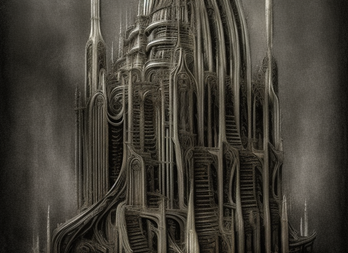 church, maded in Giger style, dark, digital art, by Giger