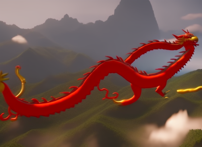 A chinese dragon of energy flying over the clouds, chinese mountain temple, octane render, unreal 5