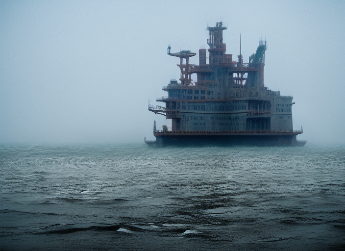 Atlantis in wistful fog in the rain