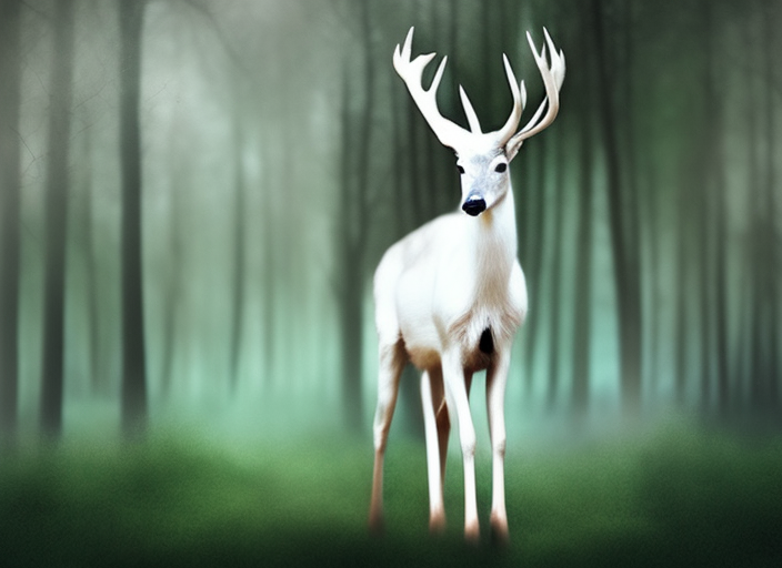 a white deer in a forest, digital art