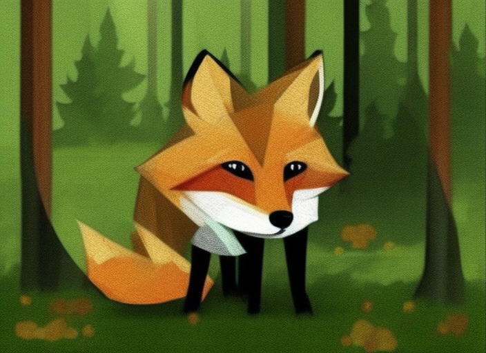 drawing of a fox in the forest