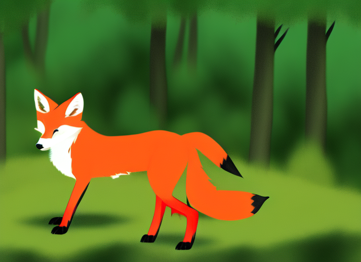 prainting of a fox in the forest