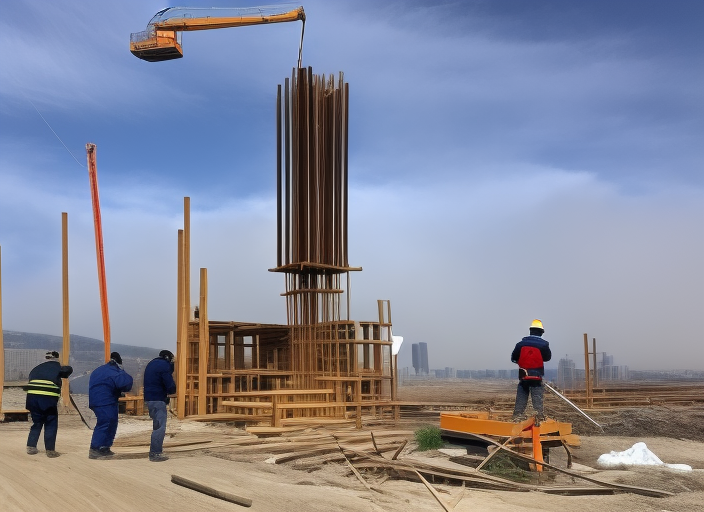 A building being constructed. A building being constructed. cinematic lighting, Hudson River School