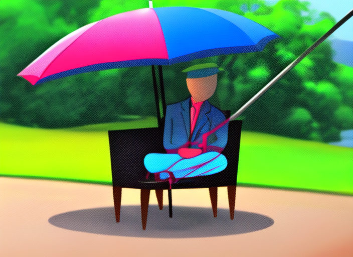 A solitary figure lounging in a chair with an umbrella, watching the rain fall silently outside.::1.9 carbon fiber::1.7 blocky::-0.2 graphic novel::1.5 tropical::0.8 wide angle lens::1.6 satellite imagery::1.4 monet::1.3 roy lichtenstein::0.4 rene magritte::1.6 gray::0.4 green::0.8 indigo::0.5 --quality 2 --stylize 60000
