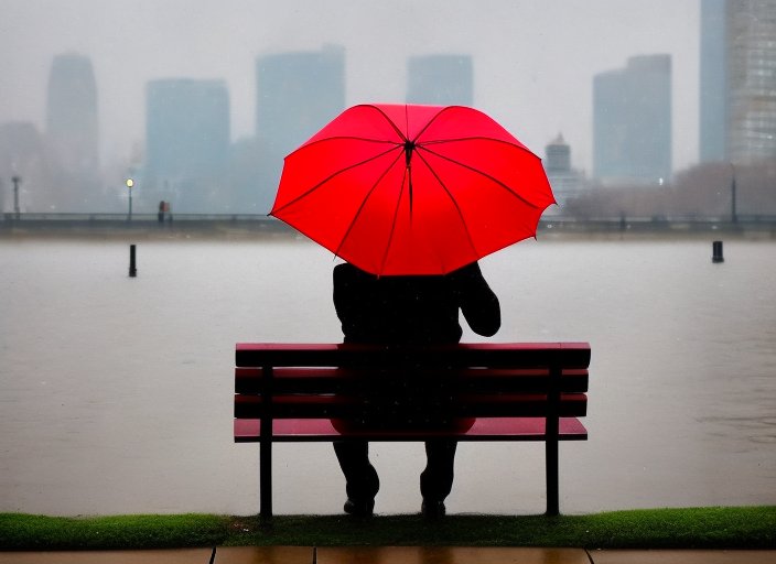 "A lone figure sitting on a park bench, staring out at the rain-drenched cityscape while lost in thought, a single red umbrella the only splash of color in the gray, misty scene."::2.5 https://firebasestorage.googleapis.com/v0/b/noonshot-prod.appspot.com/o/midjourney%2Fimages%2Fcaa17769-becc-425b-bb8b-069cc1f39d04?alt=media&token=8c5c3856-8a31-4516-9ba9-315118585047:: 4-bit::-0.3 16-bit::1.6 8-bit::1.5 1980s::2.1 1800s::2.9 caribbean::2.5 cartoon::-0.5 carved lacquer::1.2 diego rivera::0.2 francis bacon::2 JMW Turner::1.5 jean michel basquiat::1.8 defocus::-0.5 --quality 2 --stylize 60000