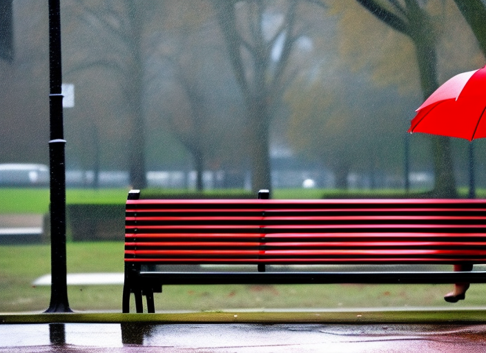 "A lone figure sitting on a park bench, staring out at the rain-drenched cityscape while lost in thought, a single red umbrella the only splash of color in the gray, misty scene."::2.5 https://firebasestorage.googleapis.com/v0/b/noonshot-prod.appspot.com/o/midjourney%2Fimages%2Fcaa17769-becc-425b-bb8b-069cc1f39d04?alt=media&token=8c5c3856-8a31-4516-9ba9-315118585047:: 4-bit::-0.3 16-bit::1.6 8-bit::1.5 1980s::2.1 1800s::2.9 caribbean::2.5 cartoon::-0.5 carved lacquer::1.2 diego rivera::0.2 francis bacon::2 JMW Turner::1.5 jean michel basquiat::1.8 defocus::-0.5 --quality 2 --stylize 60000