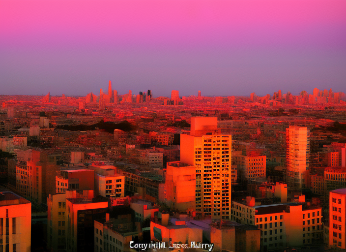 "A city skyline at dawn, as the sun slowly rises above the buildings, casting a pink and orange glow on the streets below. The city is still asleep, and the only sound is the soft hum of the wind, creating a sense of introspection and contemplation, evoking the feeling of a Sunday morning soul."