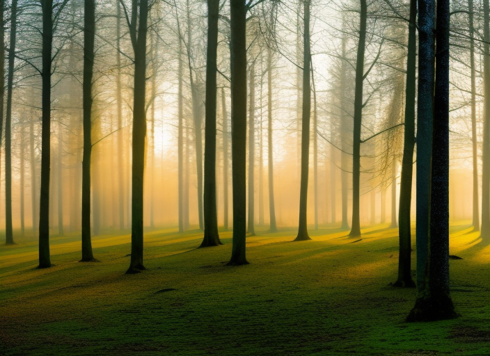 A serene, misty forest glistening with dew, as the sun rises and casts a warm golden light on the trees. Birds chirp melodiously, as the peaceful atmosphere of the forest creates a sense of calm and tranquility, evoking the feeling of a Sunday morning soul.::2.8 https://firebasestorage.googleapis.com/v0/b/noonshot-prod.appspot.com/o/midjourney%2Fimages%2F91d54b49-7bcf-4c87-bbc9-2c43601ad6c7?alt=media&token=89104aef-118b-4e7a-86d5-032d90ecc121:: ancient::2.2 graffitti::-0.9 origami::1.3 crepuscular rays::-0.1 dusk::1.8 satellite imagery::1.7 wide angle lens::0.3 banksy::0.4 caravaggio::0.2 defocus::-0.5 --quality 2