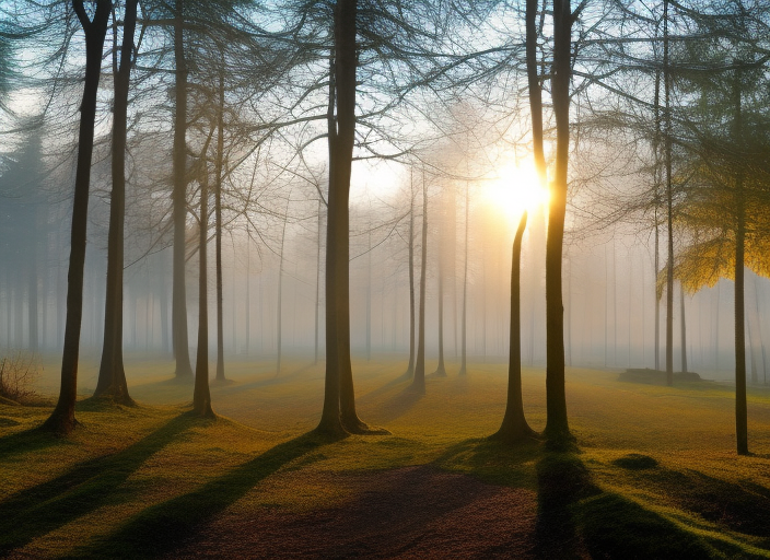 A serene, misty forest glistening with dew, as the sun rises and casts a warm golden light on the trees. Birds chirp melodiously, as the peaceful atmosphere of the forest creates a sense of calm and tranquility, evoking the feeling of a Sunday morning soul.::2.8 https://firebasestorage.googleapis.com/v0/b/noonshot-prod.appspot.com/o/midjourney%2Fimages%2F91d54b49-7bcf-4c87-bbc9-2c43601ad6c7?alt=media&token=89104aef-118b-4e7a-86d5-032d90ecc121:: ancient::2.2 graffitti::-0.9 origami::1.3 crepuscular rays::-0.1 dusk::1.8 satellite imagery::1.7 wide angle lens::0.3 banksy::0.4 caravaggio::0.2 defocus::-0.5 --quality 2
