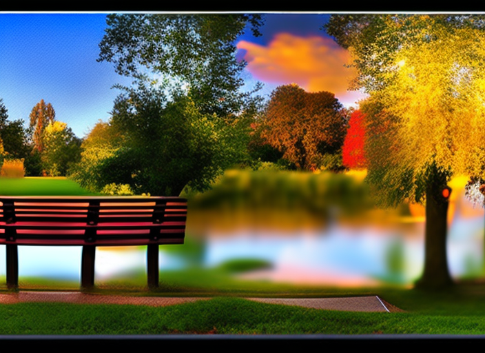 An empty park bench surrounded by a vibrant garden at sunrise, the morning sun casting a peaceful aura over the scene.::3.2 graffitti::2.1 pixelart::0.6 radioactive::1.4 panorama::1.4 wide angle lens::1.9 jean michel basquiat::1.8 yoji shinkawa::0.4 defocus::-0.5 --quality 2 --stylize 1000