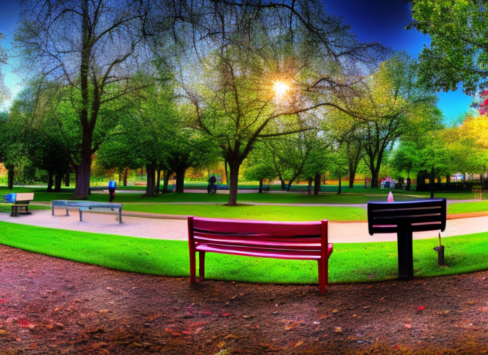 An empty park bench surrounded by a vibrant garden at sunrise, the morning sun casting a peaceful aura over the scene.::3.2 graffitti::2.1 pixelart::0.6 radioactive::1.4 panorama::1.4 wide angle lens::1.9 jean michel basquiat::1.8 yoji shinkawa::0.4 defocus::-0.5 --quality 2 --stylize 1000