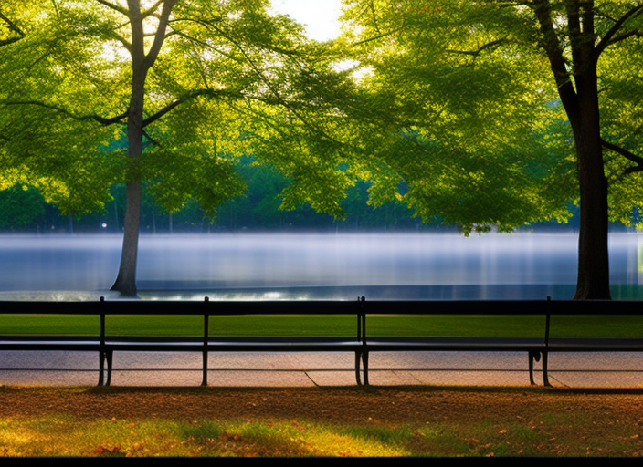 An empty park bench surrounded by a vibrant garden at sunrise, the morning sun casting a peaceful aura over the scene.::3.2 graffitti::2.1 pixelart::0.6 radioactive::1.4 panorama::1.4 wide angle lens::1.9 jean michel basquiat::1.8 yoji shinkawa::0.4 defocus::-0.5 --quality 2 --stylize 90