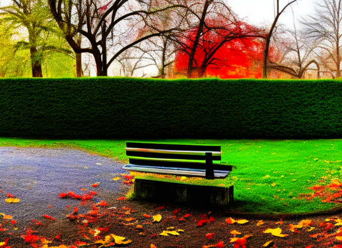 An empty park bench surrounded by a vibrant garden at sunrise, the morning sun casting a peaceful aura over the scene.::3.2 graffitti::2.1 pixelart::0.6 radioactive::1.4 panorama::1.4 wide angle lens::1.9 jean michel basquiat::1.8 yoji shinkawa::0.4 defocus::-0.5 --quality 2 --stylize 90